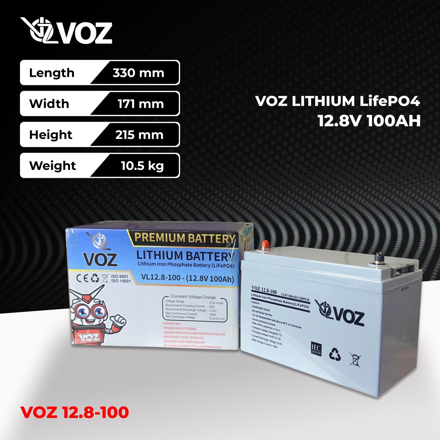 Baterai LiFePO4 12.8V 100 Ah