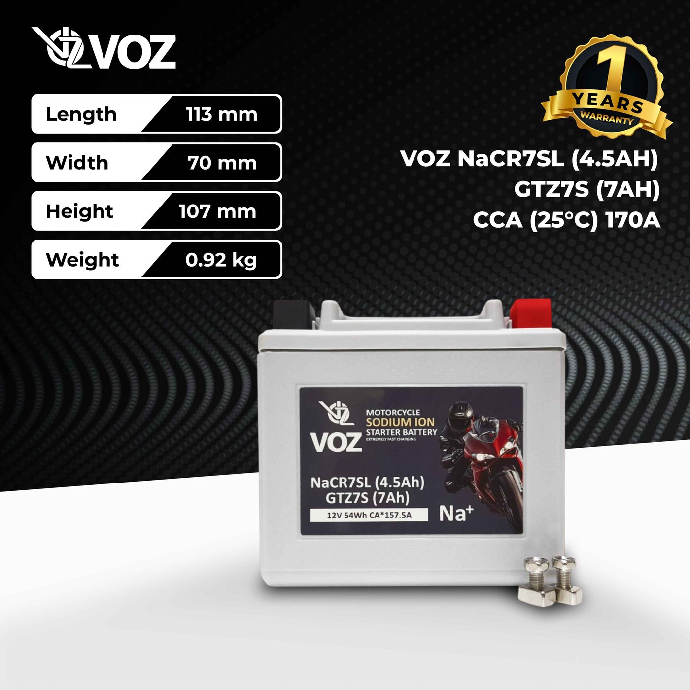 VOZ AKI MOTOR Sodium Ion - NACR7SL(4.5Ah)-GTZ7S(7Ah) - CA 170A 2