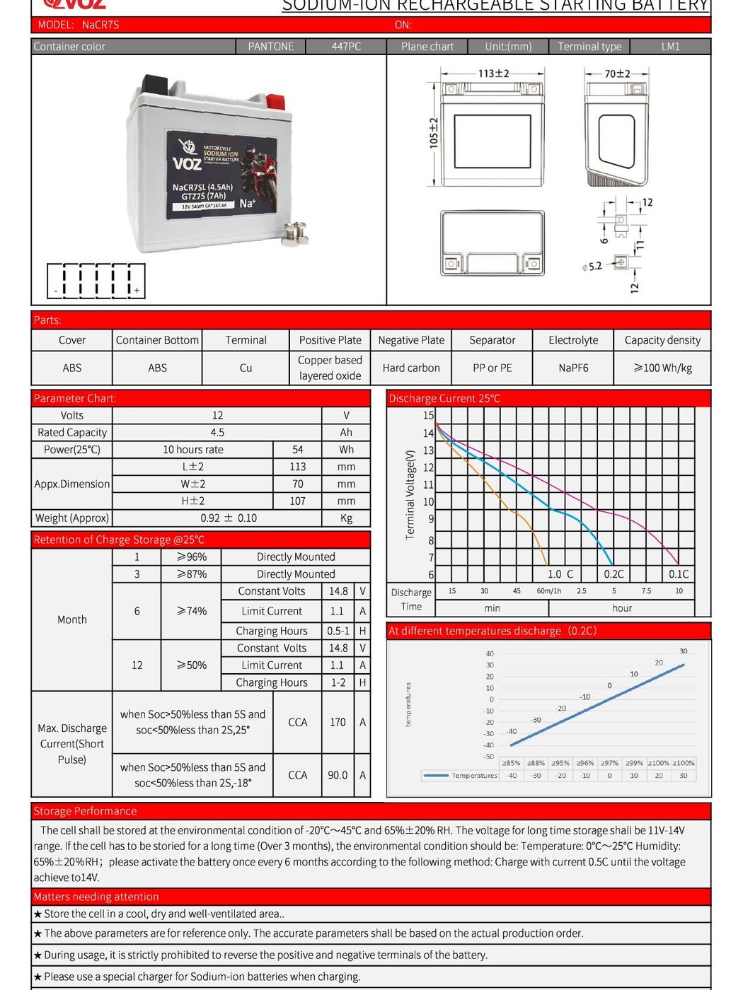 VOZ AKI MOTOR Sodium Ion - NACR7SL(4.5Ah)-GTZ7S(7Ah) - CA 170A 3