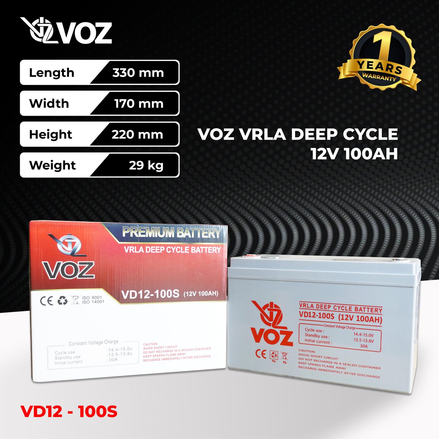 Voz Baterai Deep Cycle 12V 100 Ah| Baterai Solar Panel |Solar Cell