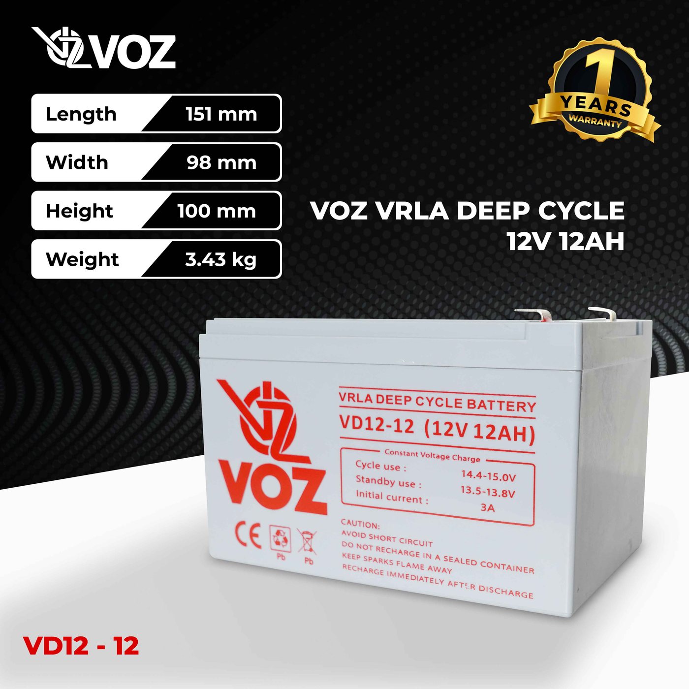 Voz Baterai Deep Cycle 12V 12 Ah | Baterai UPS 2