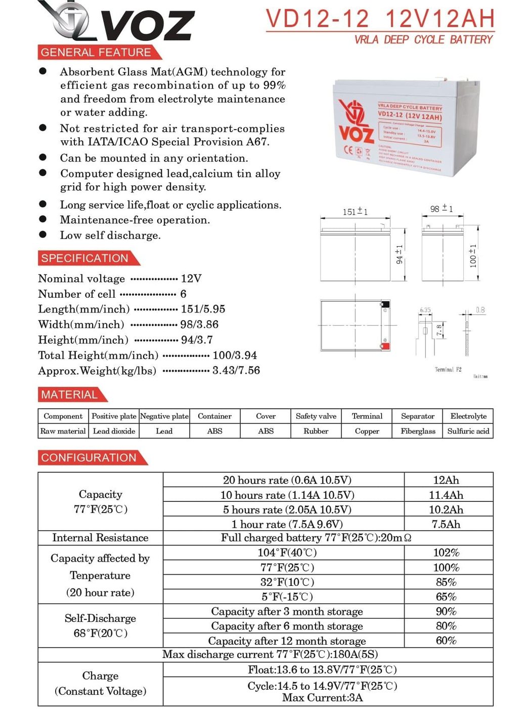 Voz Baterai Deep Cycle 12V 12 Ah | Baterai UPS 4