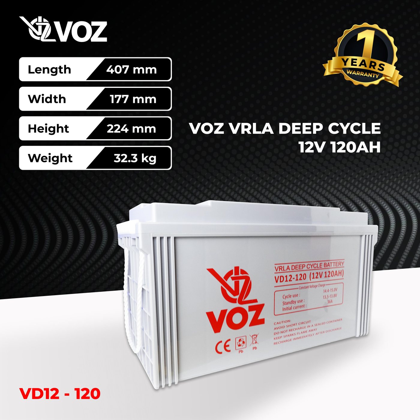Voz Baterai Deep Cycle 12V 120 Ah | Baterai Solar Panel | Solar Cell 3