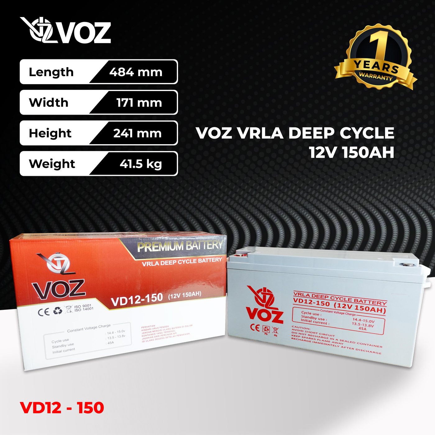 Voz Baterai Deep Cycle 12V 150 Ah | Baterai Solar Panel |Solar Cell 4