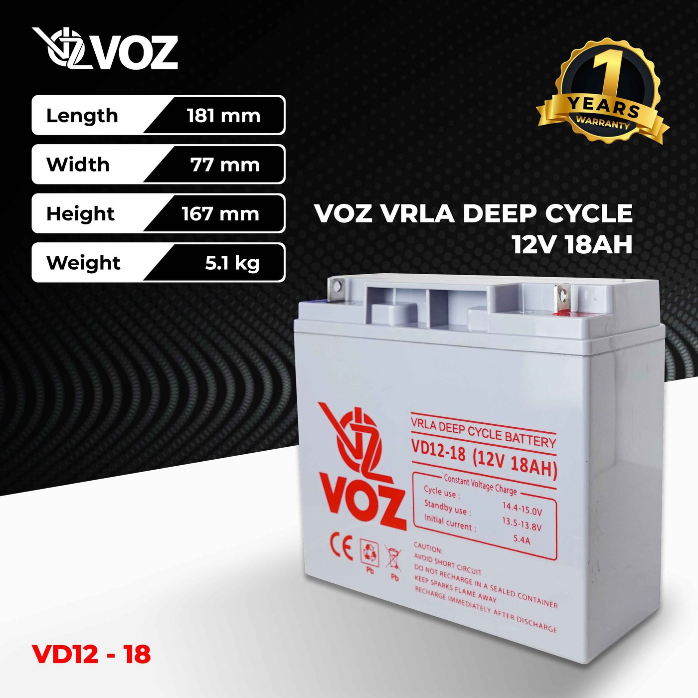 Voz Baterai Deep Cycle 12V 18 Ah| Baterai UPS | Baterai Panel Surya 2