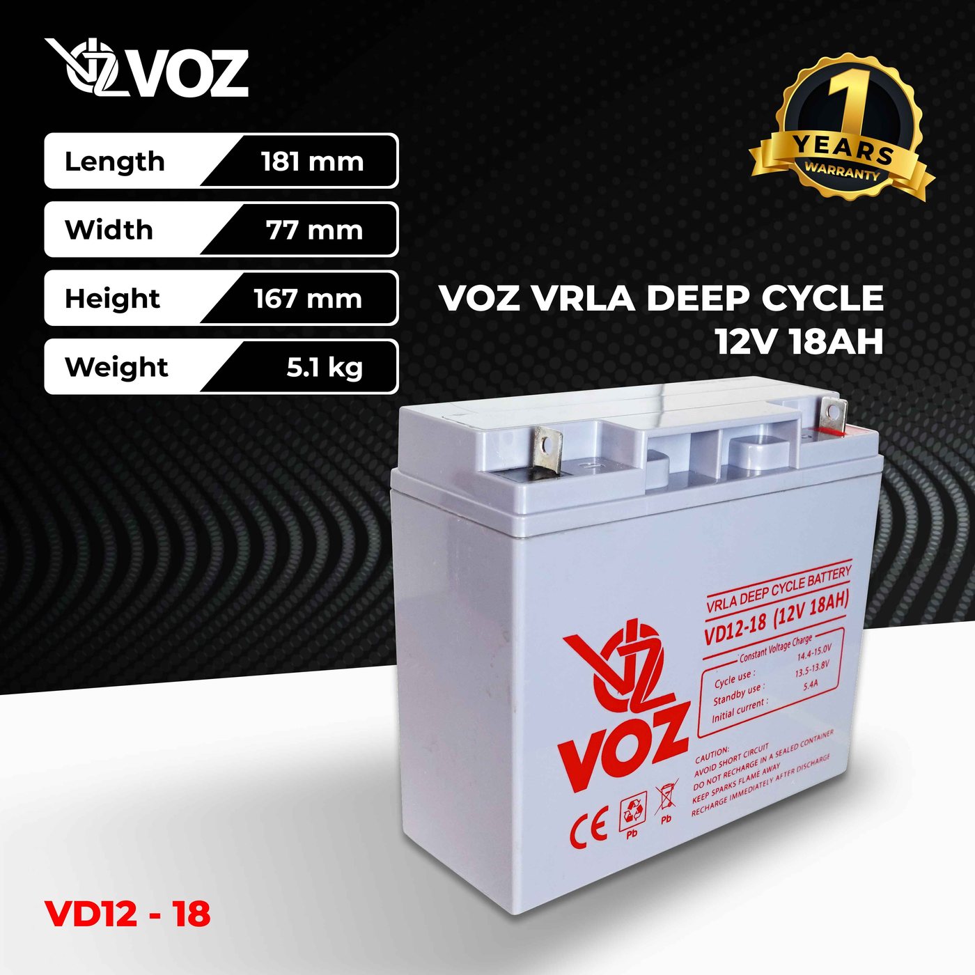 Voz Baterai Deep Cycle 12V 18 Ah| Baterai UPS | Baterai Panel Surya 3