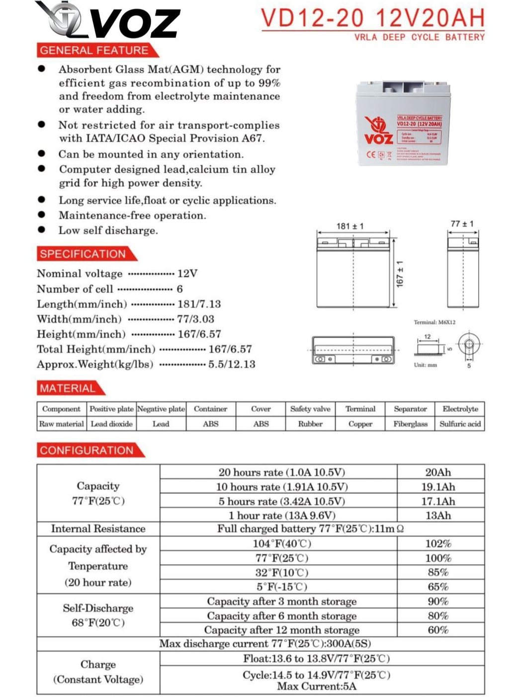 Voz Baterai Deep Cycle 12V 20 Ah | Baterai Aki UPS | Baterai Voz 4
