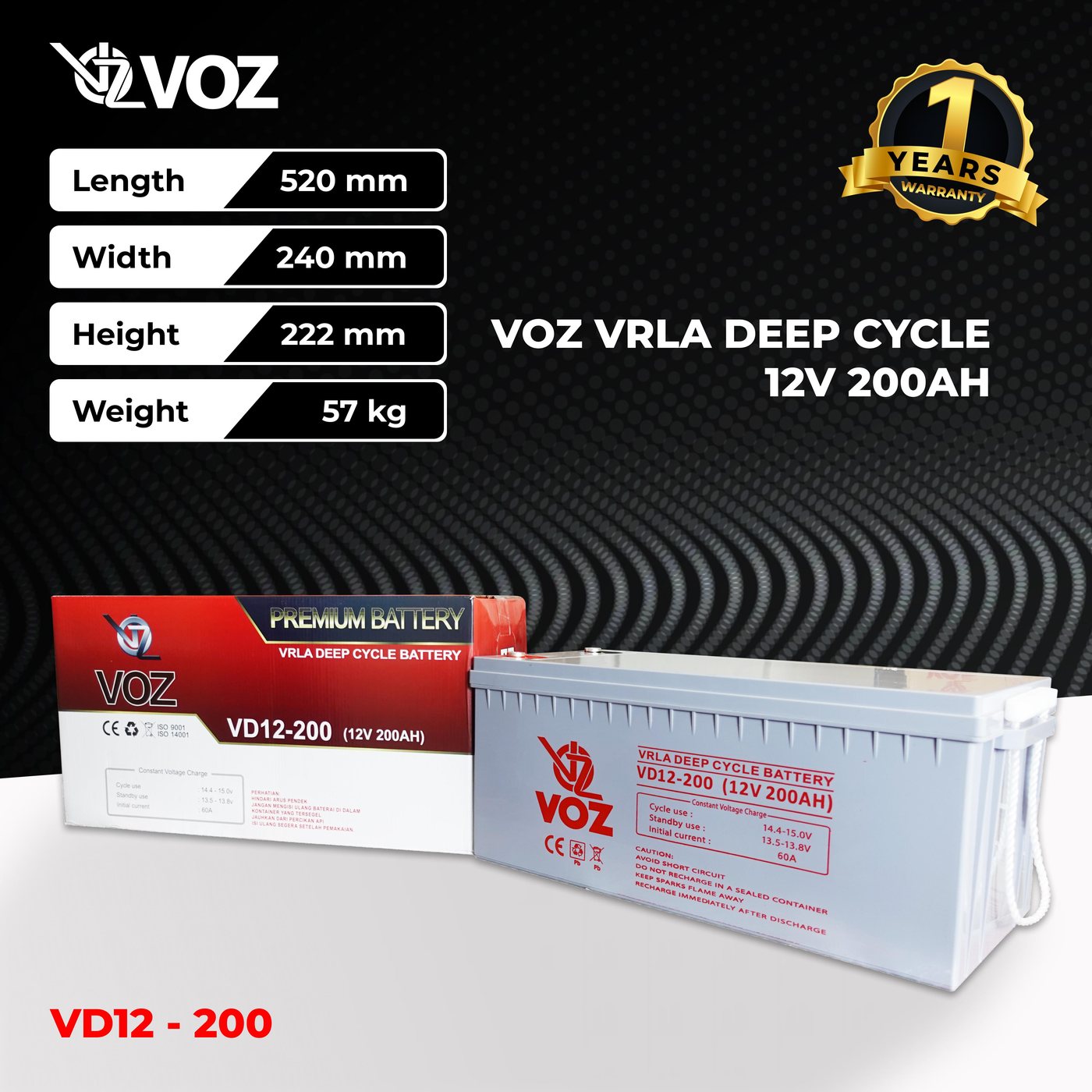 Voz Baterai Deep Cycle 12V 200 Ah| Baterai Solar Panel | Panel Surya 3