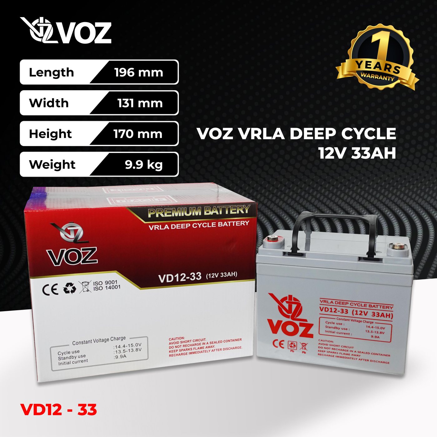Voz Baterai Deep Cycle 12V 33 Ah| Baterai Solar Panel 3