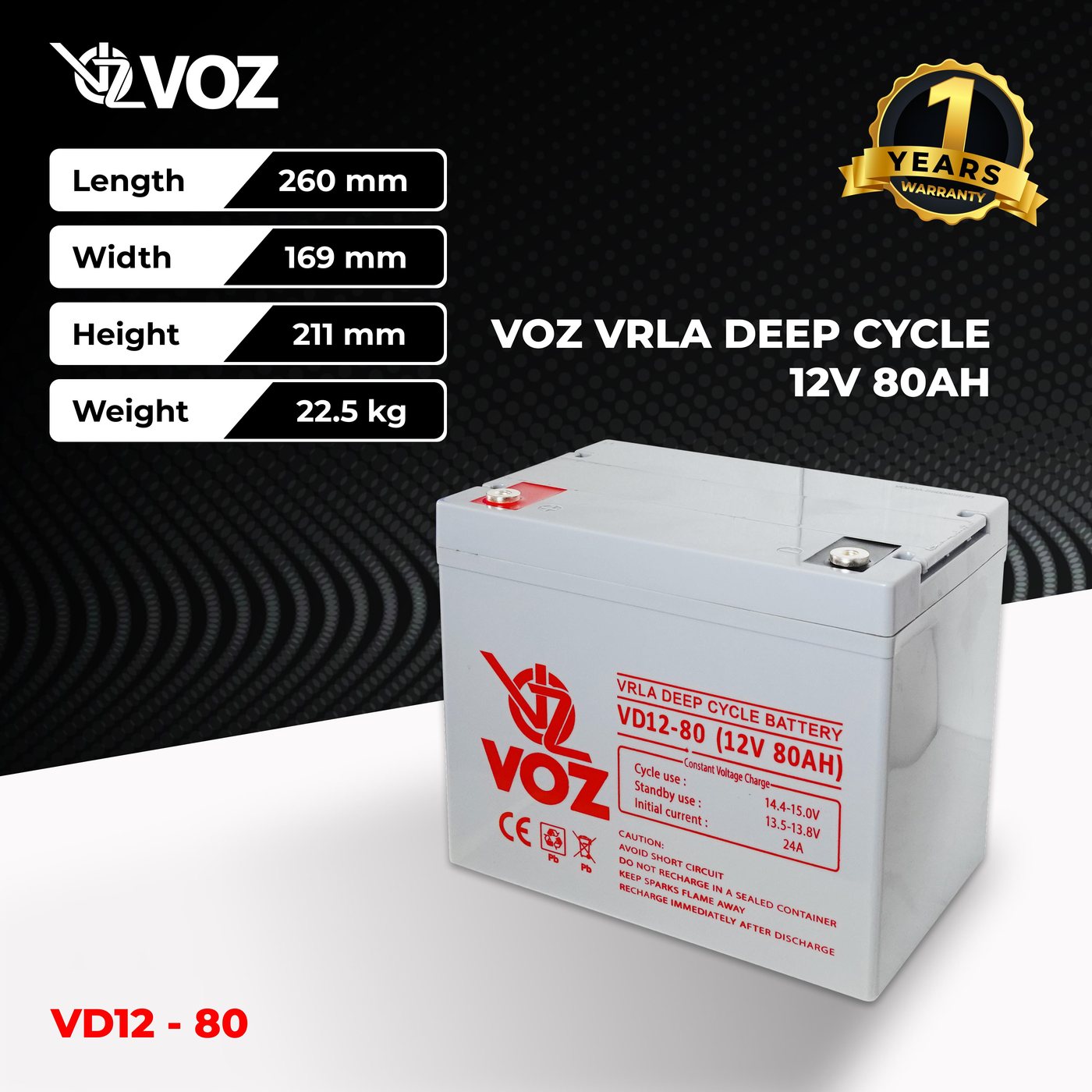 Voz Baterai Deep Cycle 12V 80 Ah| Baterai Solar Cell 2