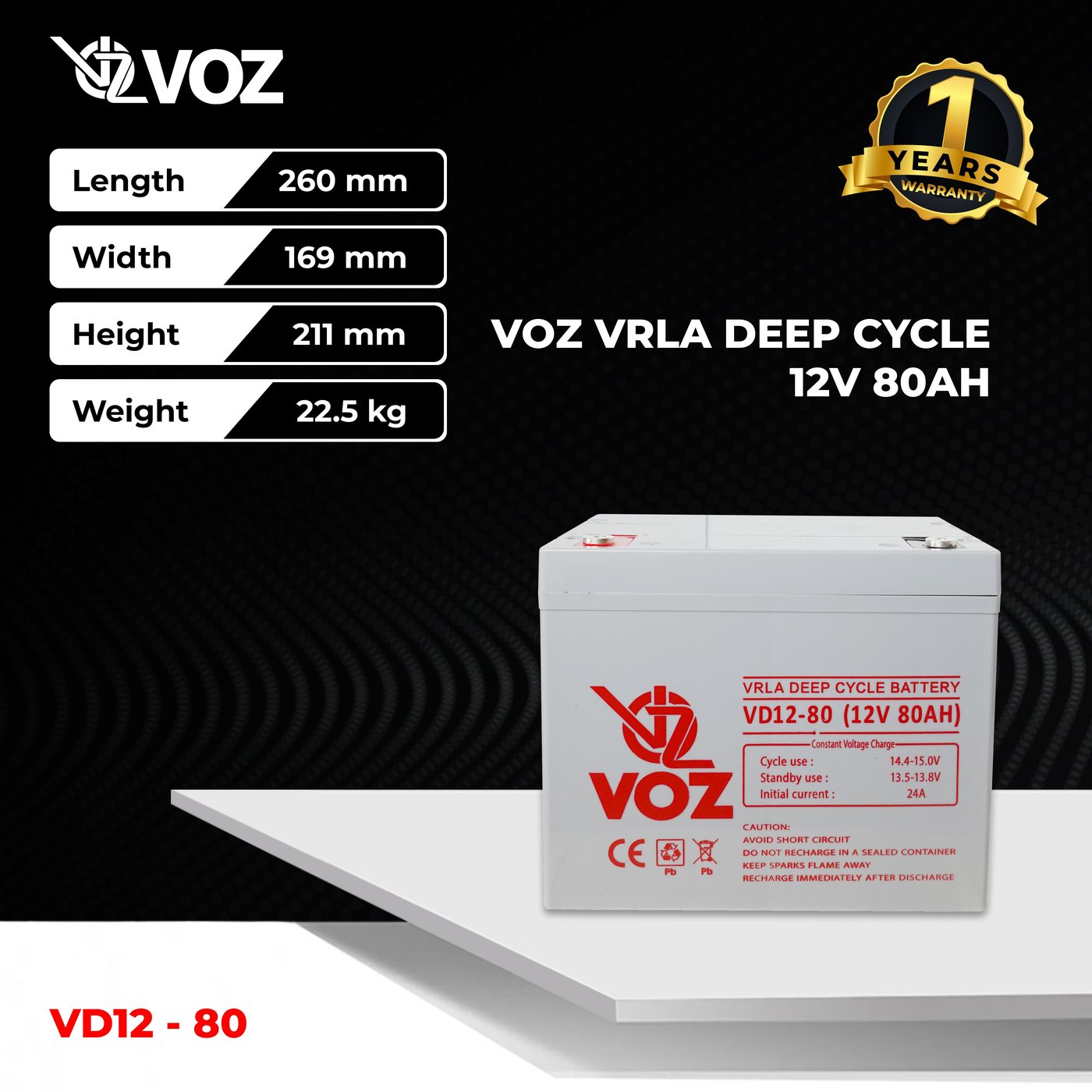 Voz Baterai Deep Cycle 12V 80 Ah| Baterai Solar Cell 3