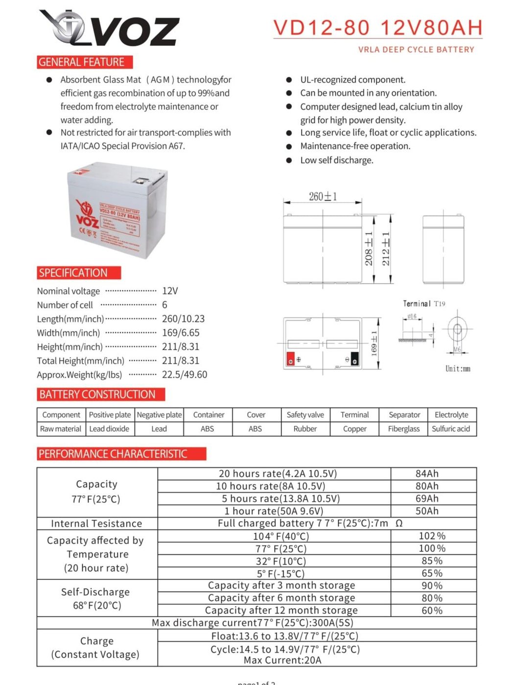 Voz Baterai Deep Cycle 12V 80 Ah| Baterai Solar Cell 4