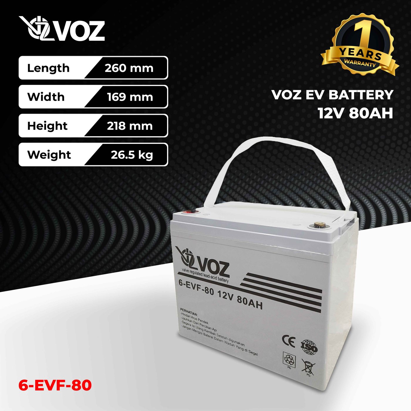 Voz Baterai EVF 12V 80Ah | Baterai UPS | Baterai Solar Cell 2