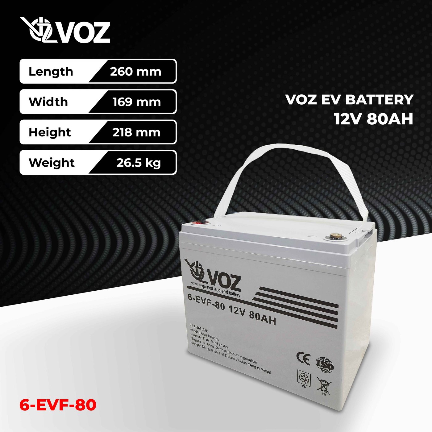 Voz Baterai EVF 12V 80Ah | Baterai UPS | Baterai Solar Cell 4