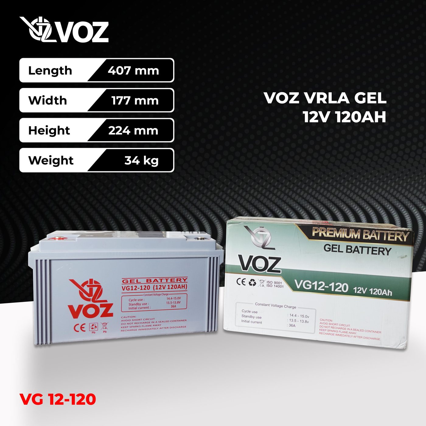 Voz Baterai Gel 12V 120 Ah| Baterai Solar Panel | Baterai Solar Cell