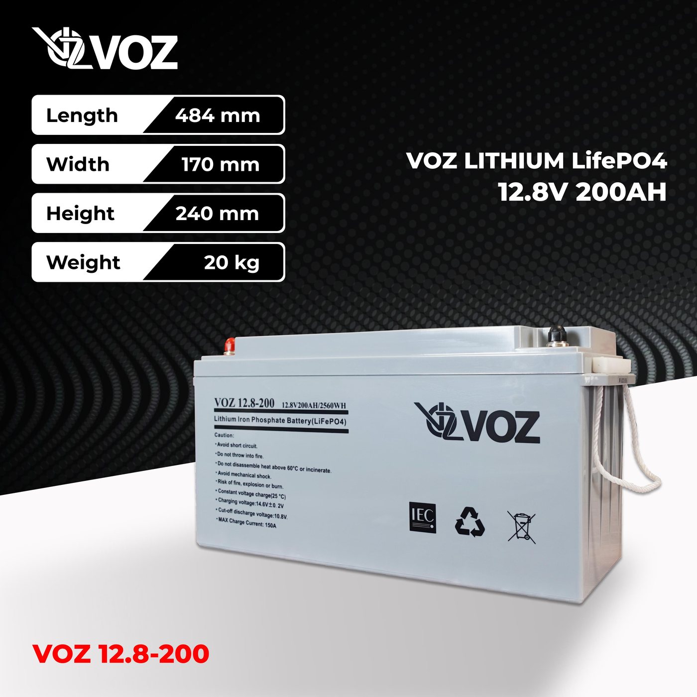 Voz Baterai LiFePO4 12.8V 200 Ah 3