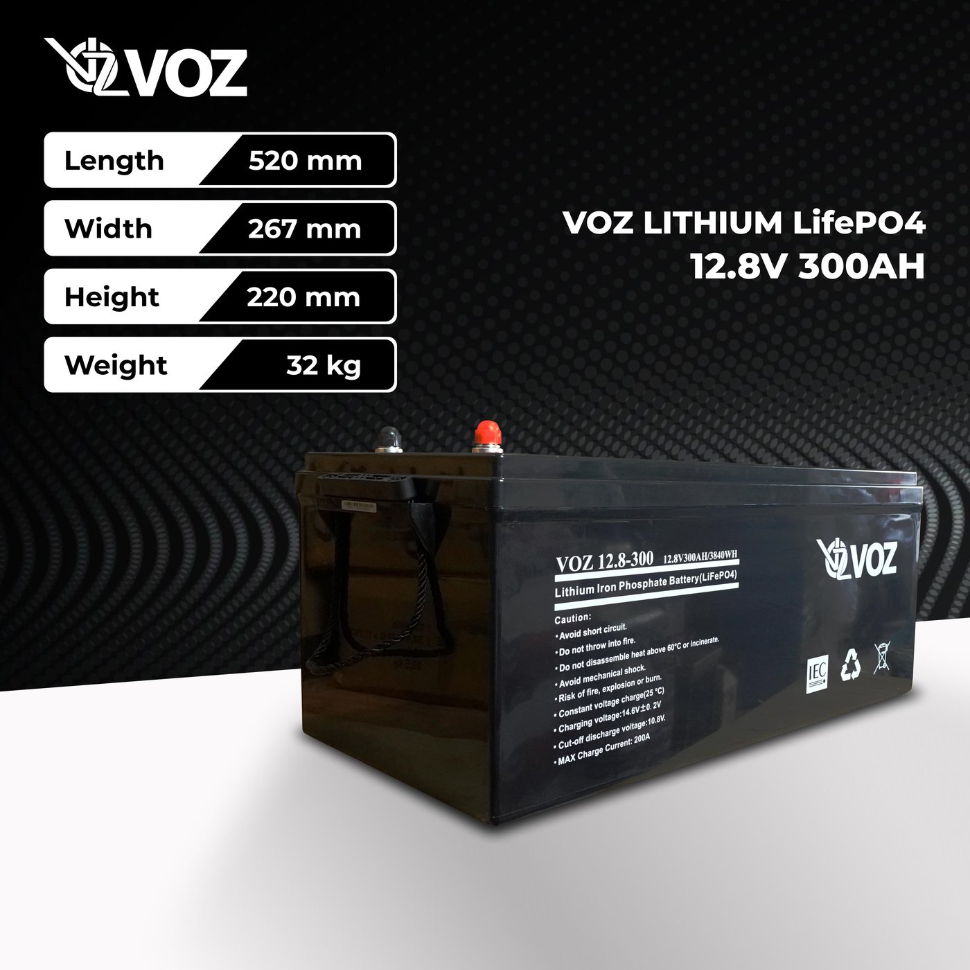Voz Baterai LiFePO4 12.8V 300 Ah 2