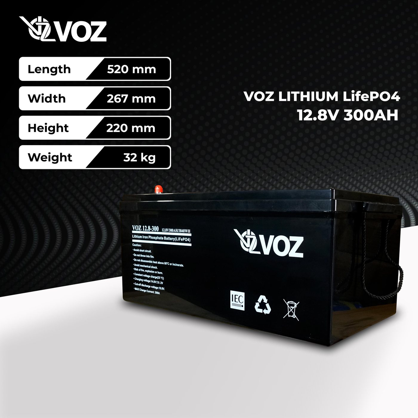 Voz Baterai LiFePO4 12.8V 300 Ah 3