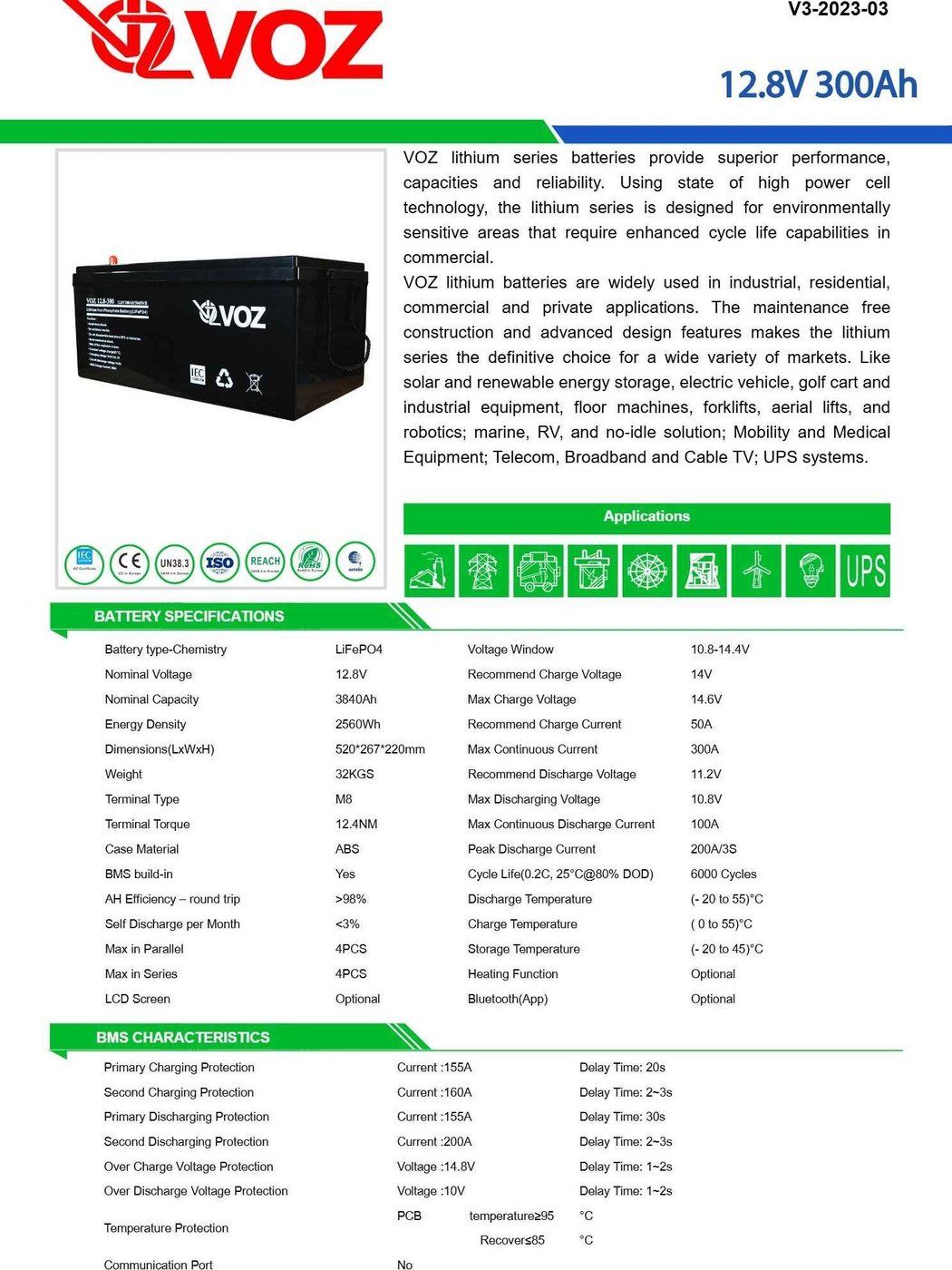 Voz Baterai LiFePO4 12.8V 300 Ah 4