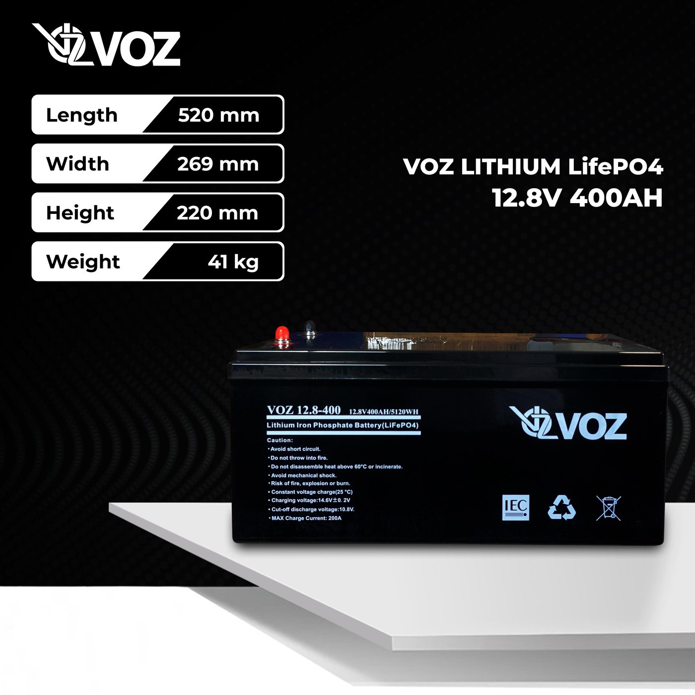 Voz Baterai LiFePO4 12.8V 400 Ah