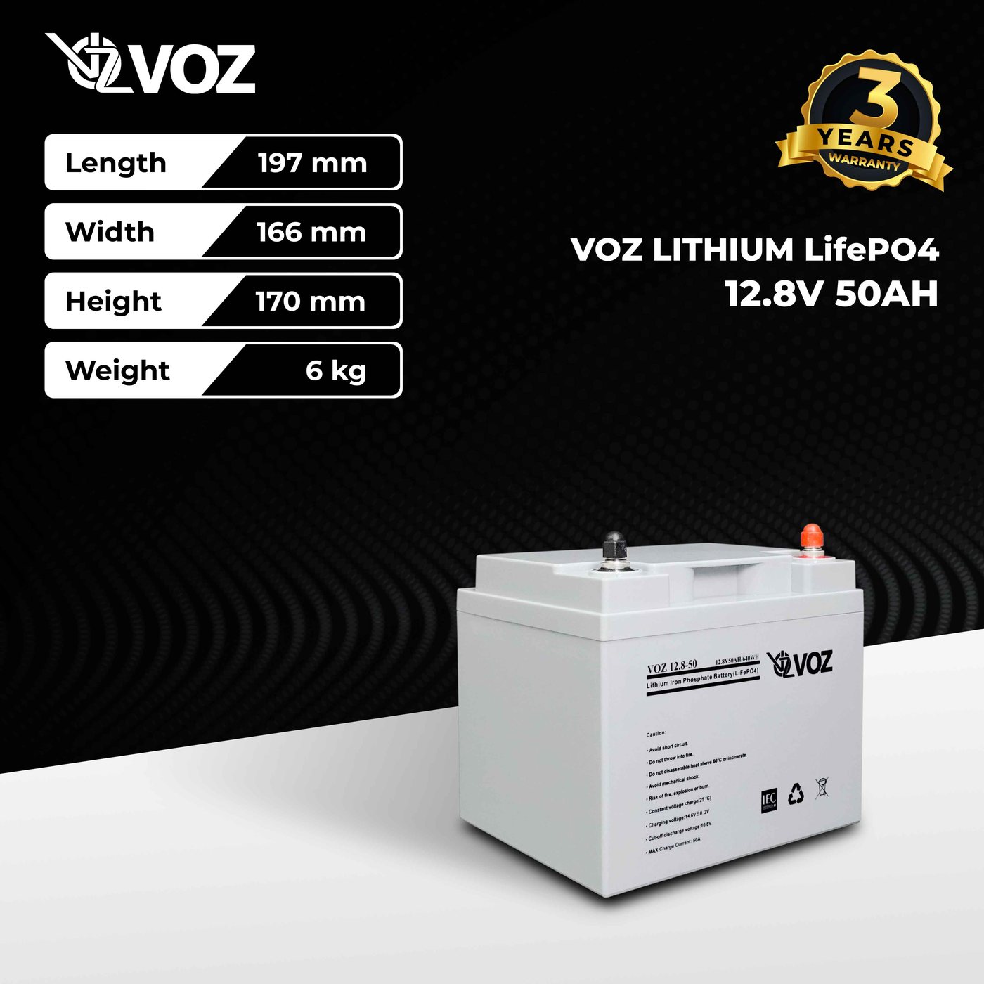 Voz Baterai LiFePO4 12.8V 50Ah - Baterai Lithium LifePO4 2