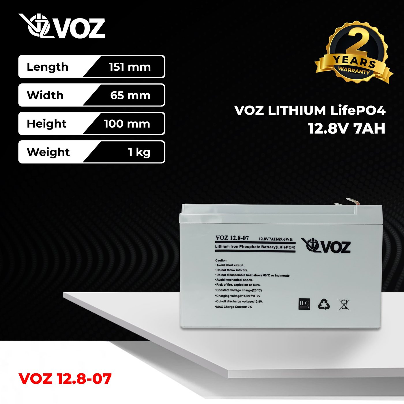 Voz Baterai LiFePO4 12.8V 7 Ah