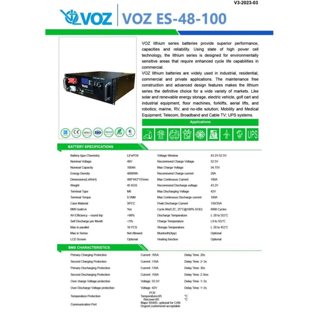 Voz Baterai LiFePO4 48V 100 Ah 5