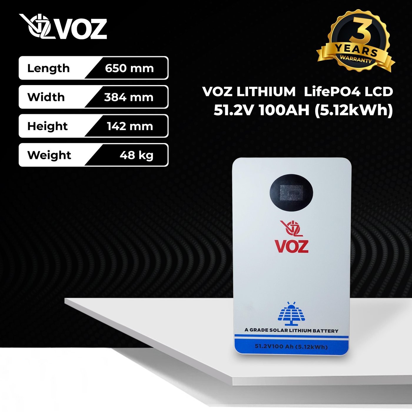Voz Baterai LiFePO4 51.2V 100 Ah Wall Mounted 2