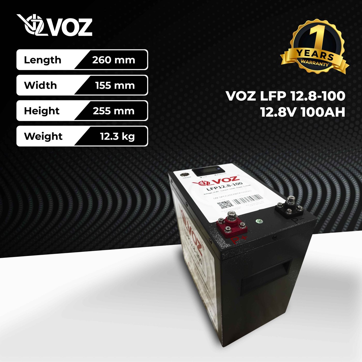 VOZ Baterai LifePO4 Iron Case 12.8V 100Ah | Baterai LFP 12.8V 100Ah | LFP 12.8-100 3