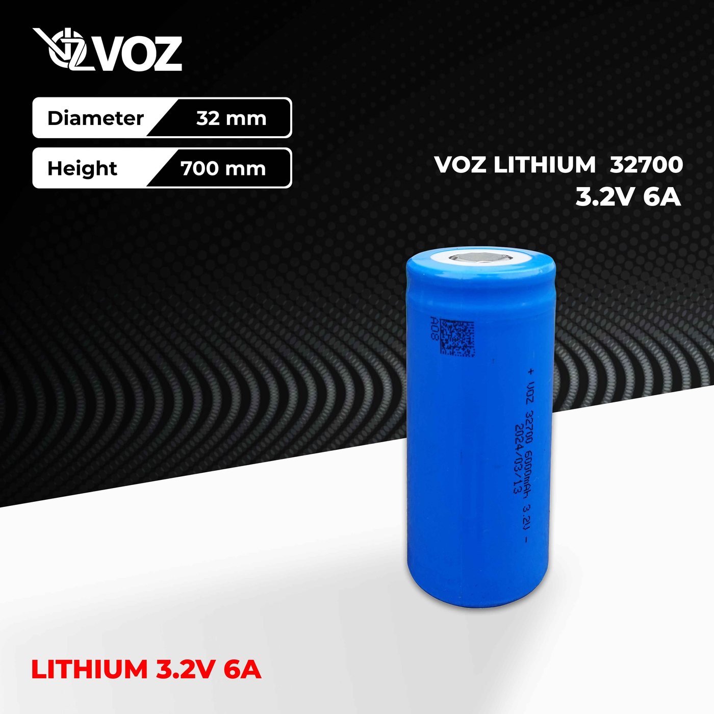 Voz Baterai LifePo4 Lithium iron phosphate 32700 3.2V 6000 mAh 3