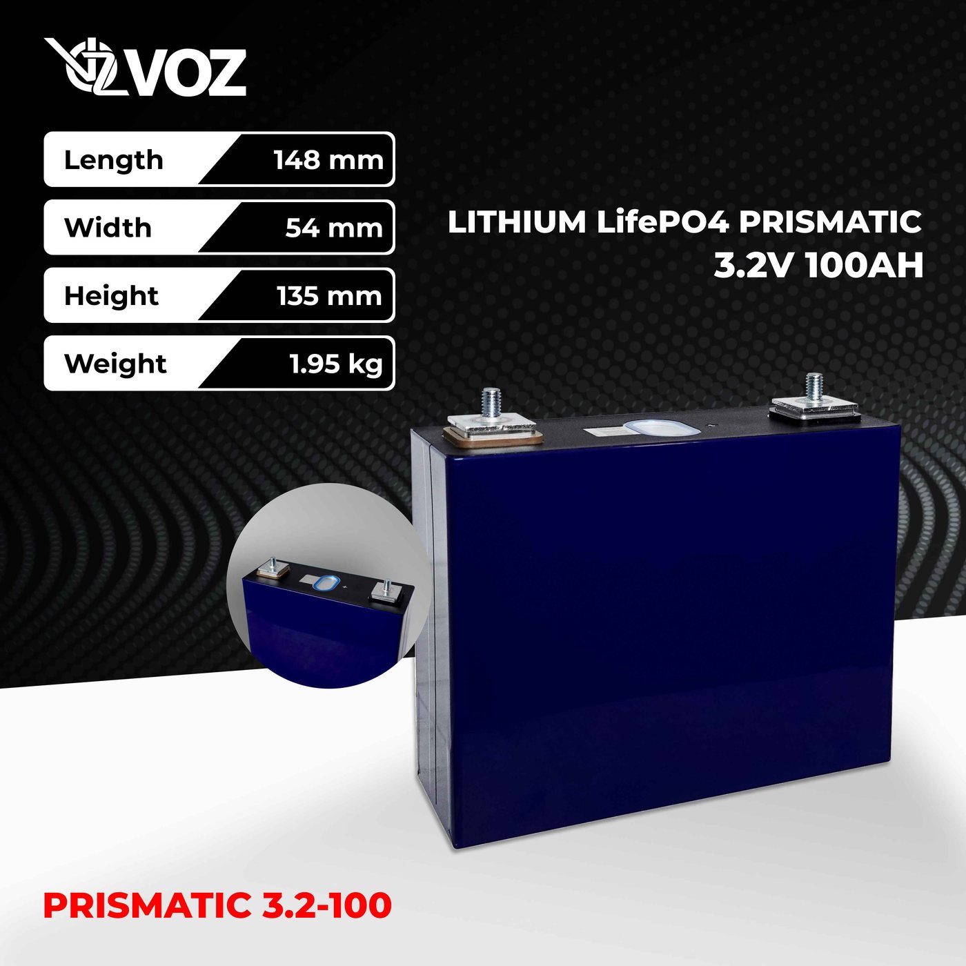 Voz Baterai LifePo4 Lithium Prismatic 3.2V 100 Ah 2