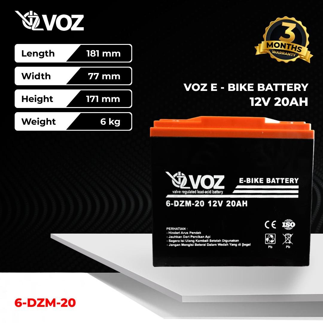 Voz Baterai Sepeda Listrik 12V 20 Ah | Voz E-Bike Baterai 12V 20 Ah