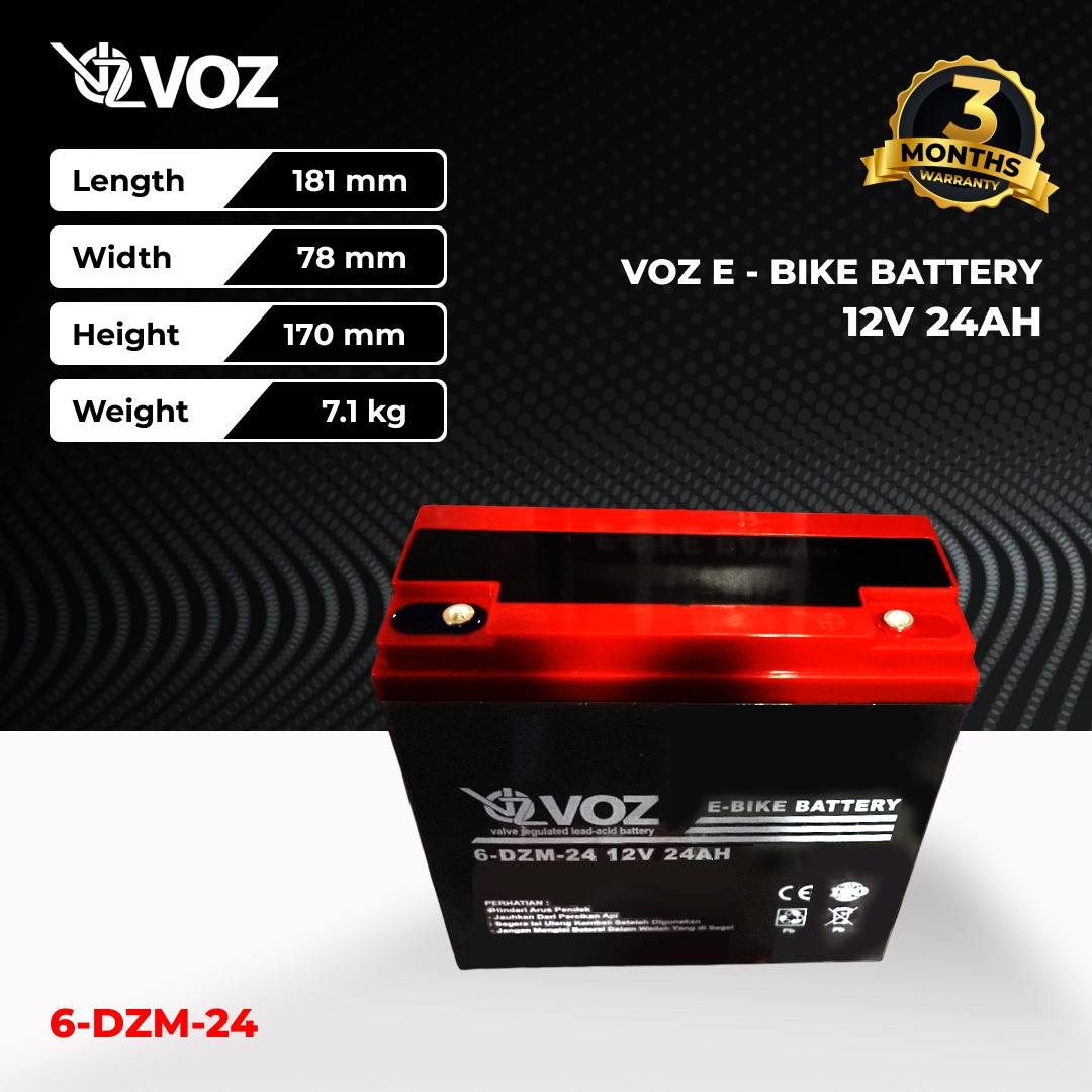 Voz Baterai Sepeda Listrik 12V 24 Ah | Voz E-Bike Baterai 12V 24 Ah 2