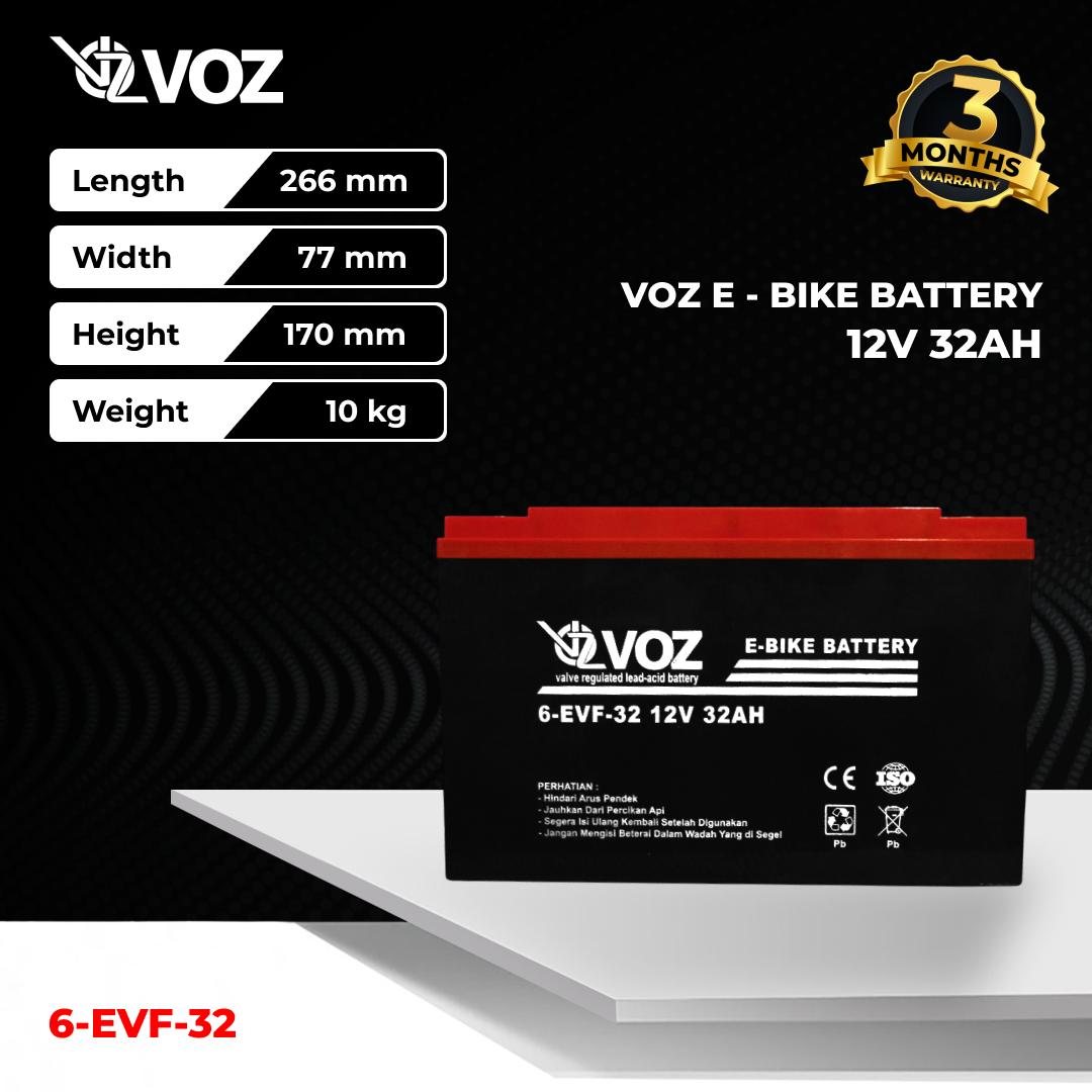 Voz Baterai Sepeda Listrik 12V 32 Ah | Voz E-Bike Baterai 12V 32 Ah