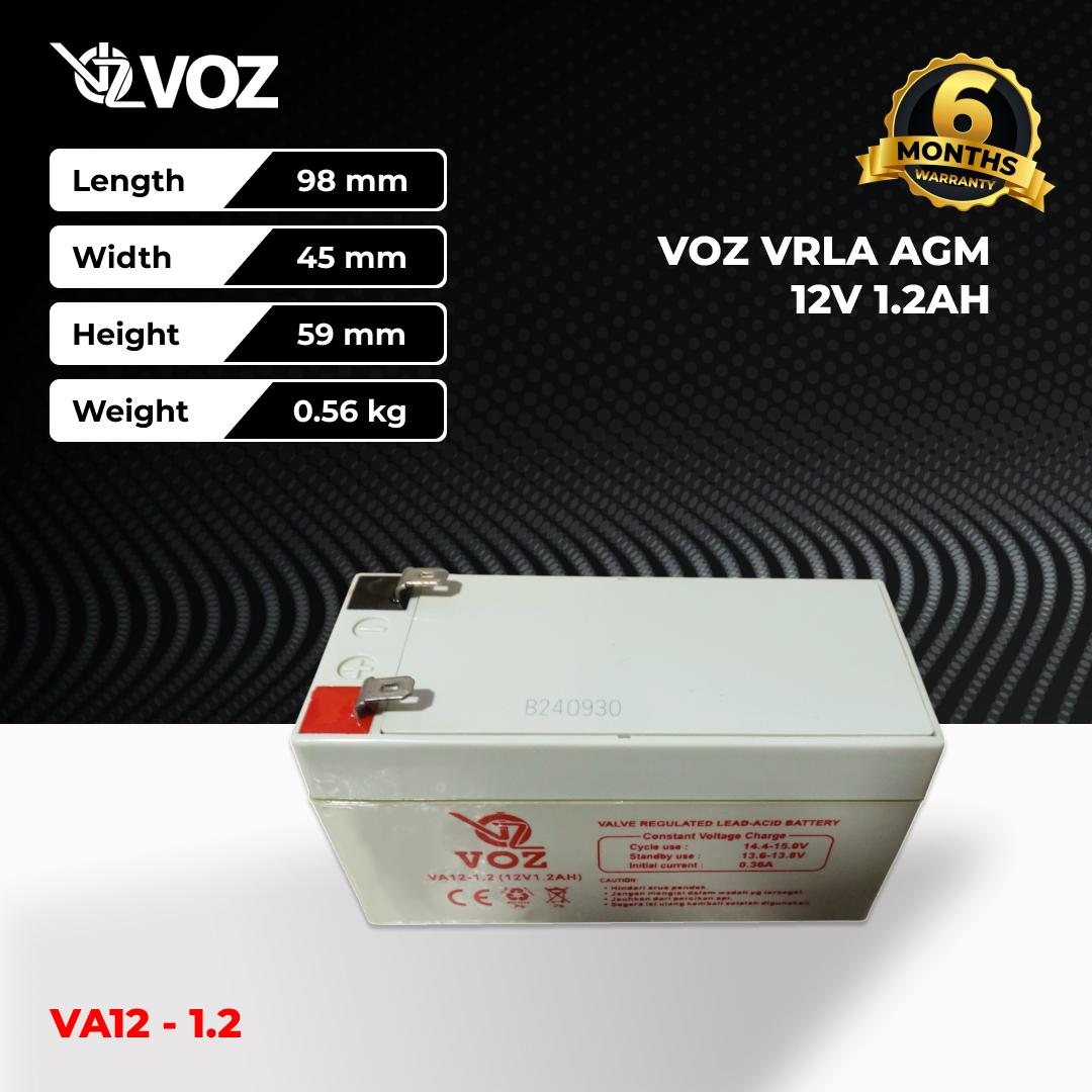 Voz Baterai VRLA 12V 1.2 Ah | Baterai Aki Voz 12V 2