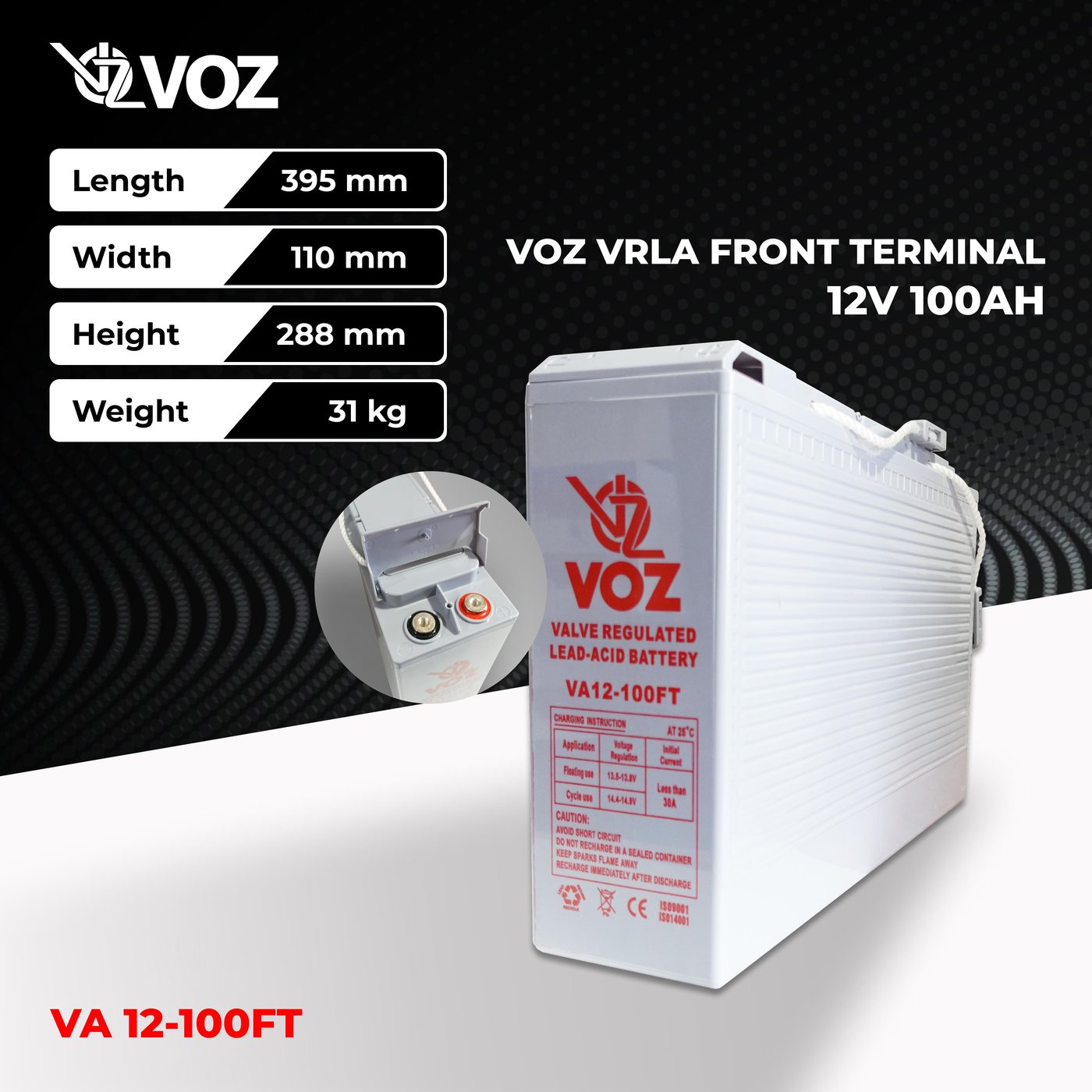 Voz Baterai VRLA 12V 100 Ah - Front Terminal | Baterai UPS