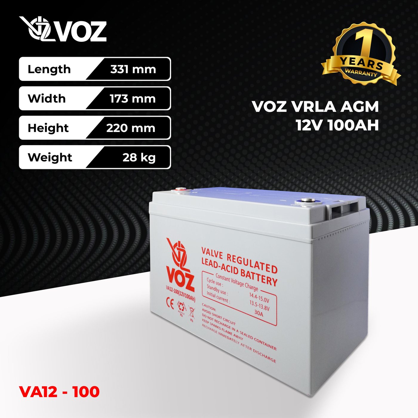Voz Baterai VRLA 12V 100 Ah Short| Baterai Solar Panel | Panel Surya 2