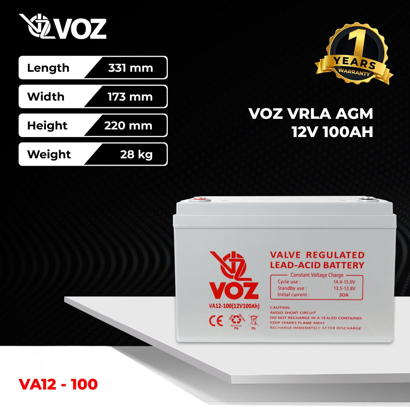 Voz Baterai VRLA 12V 100 Ah Short| Baterai Solar Panel | Panel Surya 3