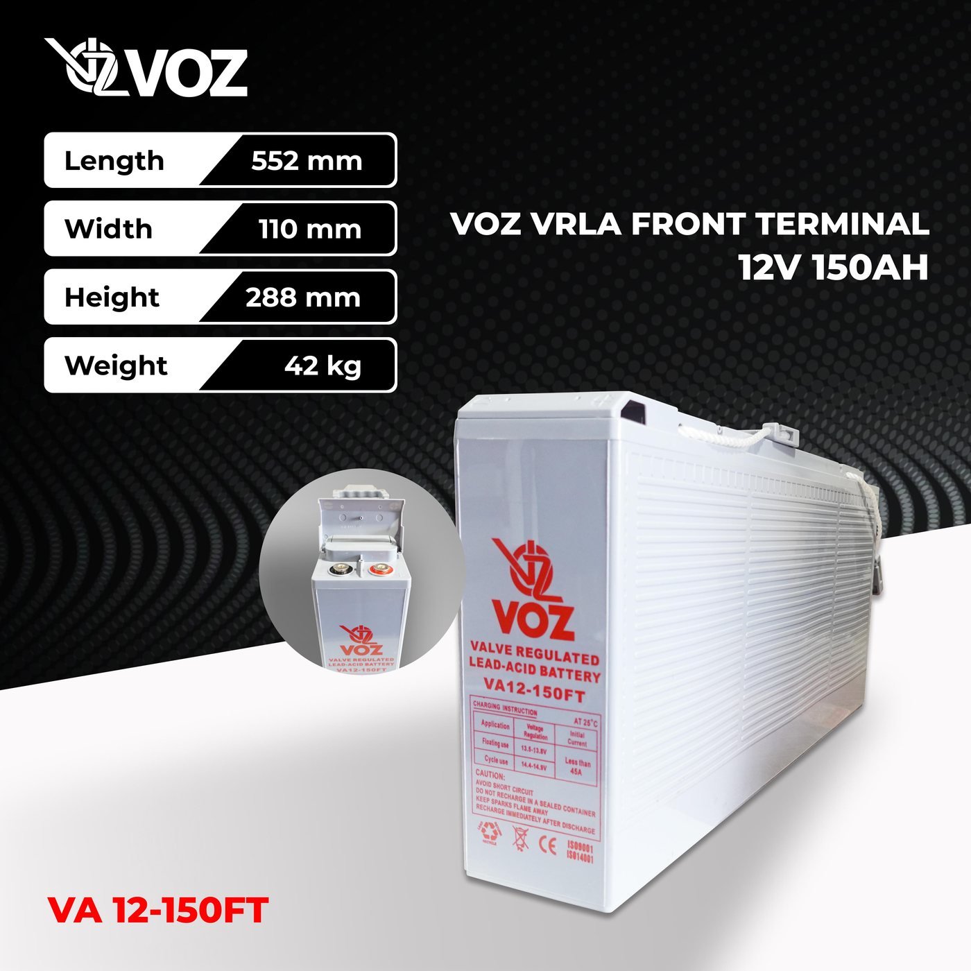 Voz Baterai VRLA 12V 150 Ah - Front Terminal | Baterai UPS