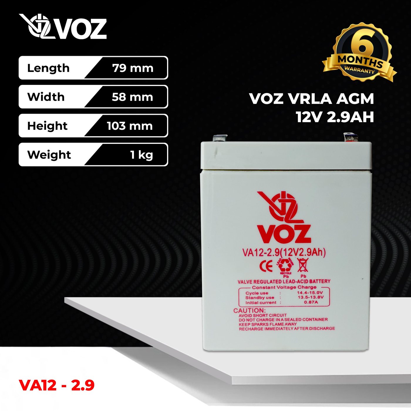 Voz Baterai VRLA 12V 2.9 Ah | Baterai Aki Voz 12V