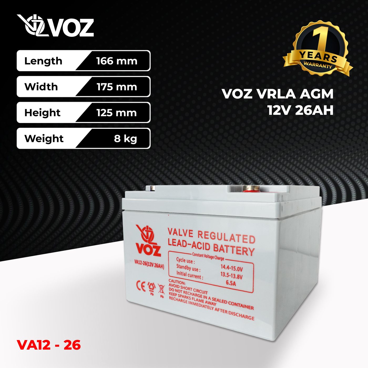 Voz Baterai VRLA 12V 26 Ah | Baterai Solar Panel | Baterai Solar Cell 2