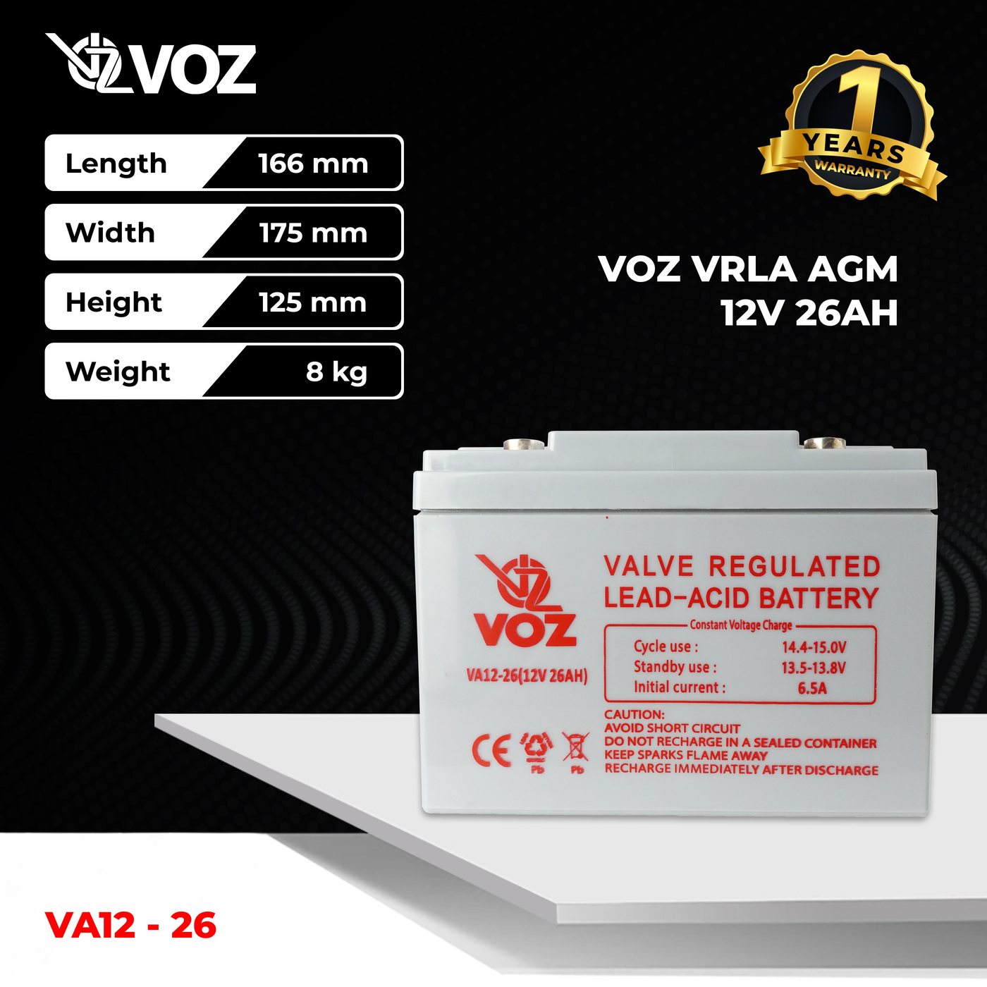 Voz Baterai VRLA 12V 26 Ah | Baterai Solar Panel | Baterai Solar Cell 3
