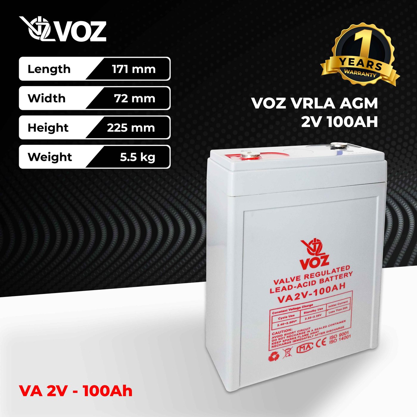 Voz Baterai VRLA 2V 100 Ah | Baterai UPS | Panel Surya