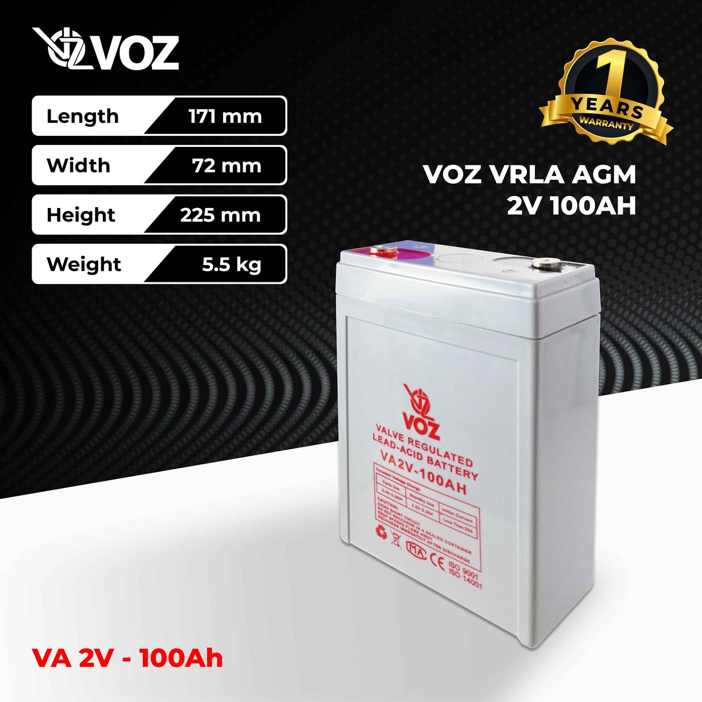 Voz Baterai VRLA 2V 100 Ah | Baterai UPS | Panel Surya 2