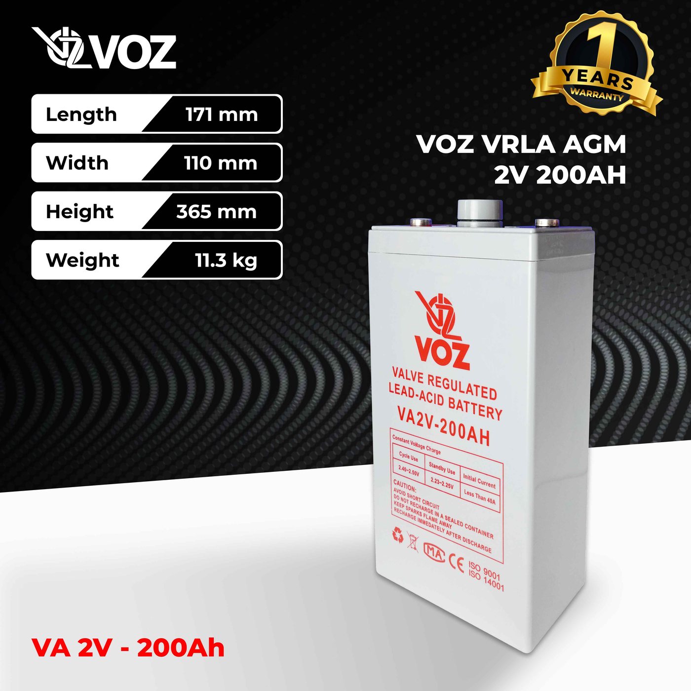 Voz Baterai VRLA 2V 200 Ah| Baterai UPS | Baterai Solar Cell