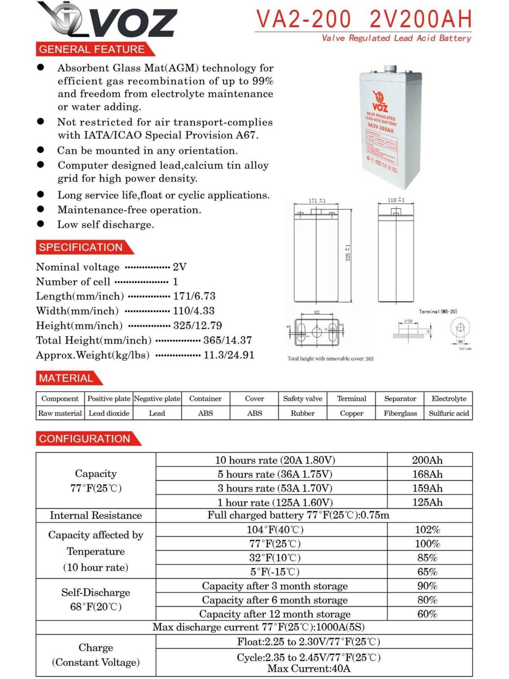 Voz Baterai VRLA 2V 200 Ah| Baterai UPS | Baterai Solar Cell 4