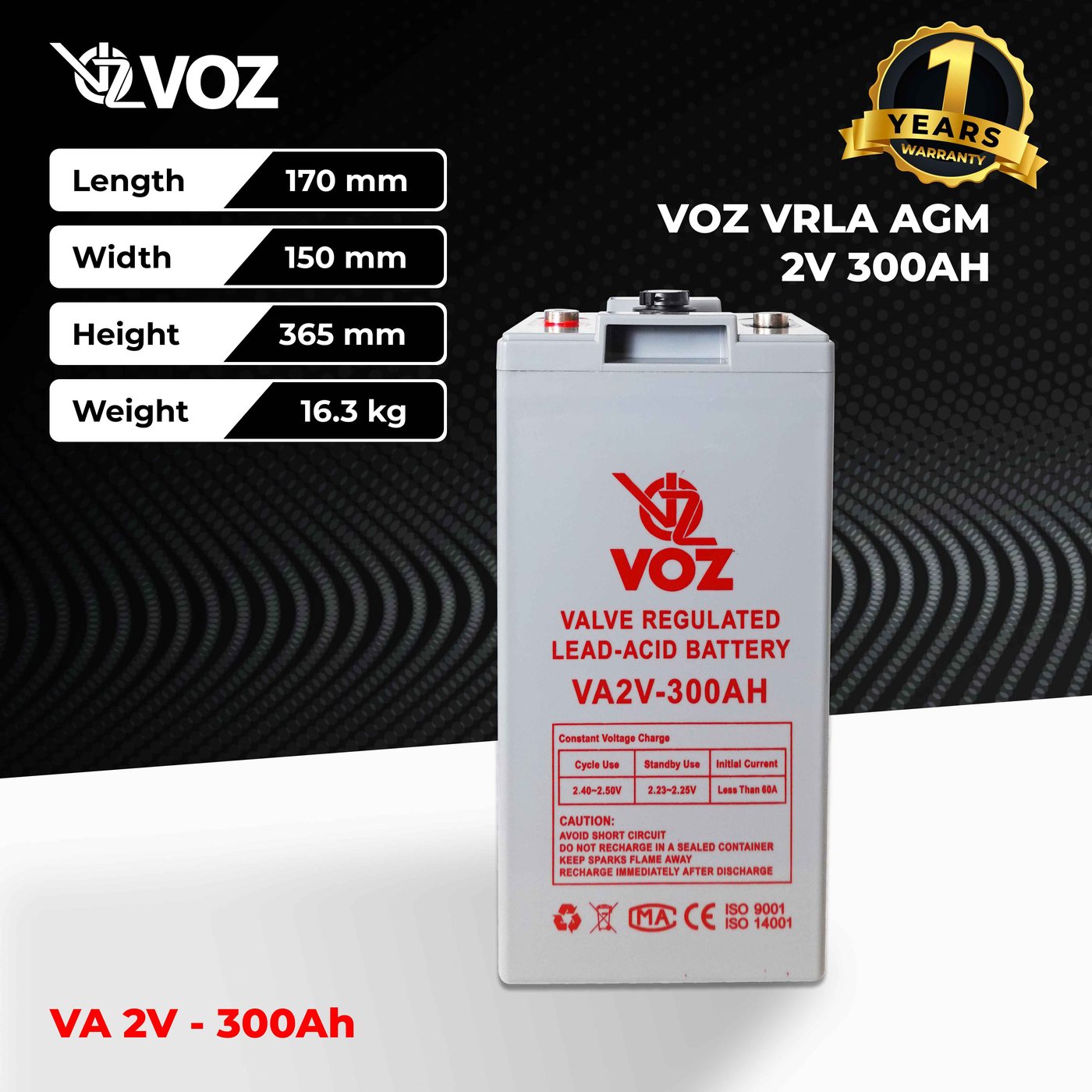 Voz Baterai VRLA 2V 300 Ah| Baterai UPS | Baterai Solar Cell