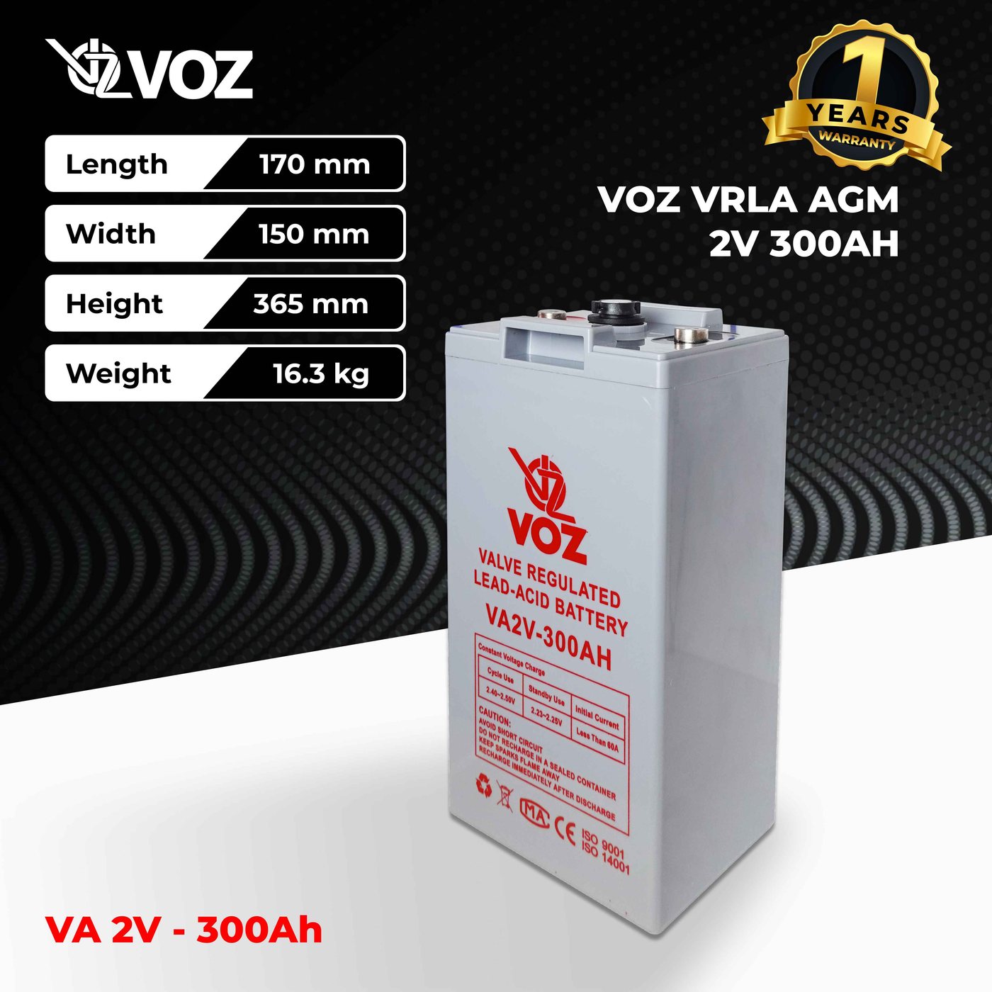 Voz Baterai VRLA 2V 300 Ah| Baterai UPS | Baterai Solar Cell 2