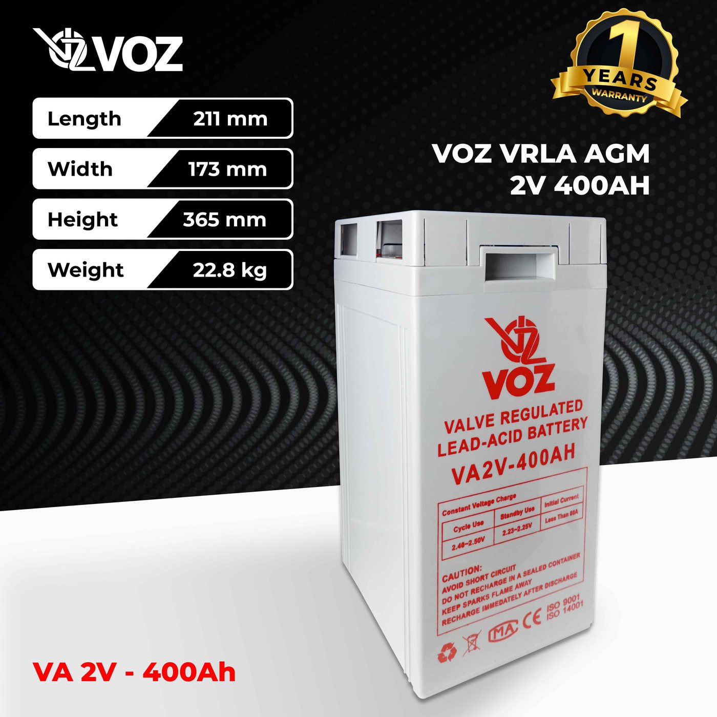 Voz Baterai VRLA 2V 400 Ah| Baterai UPS | Baterai Solar Cell