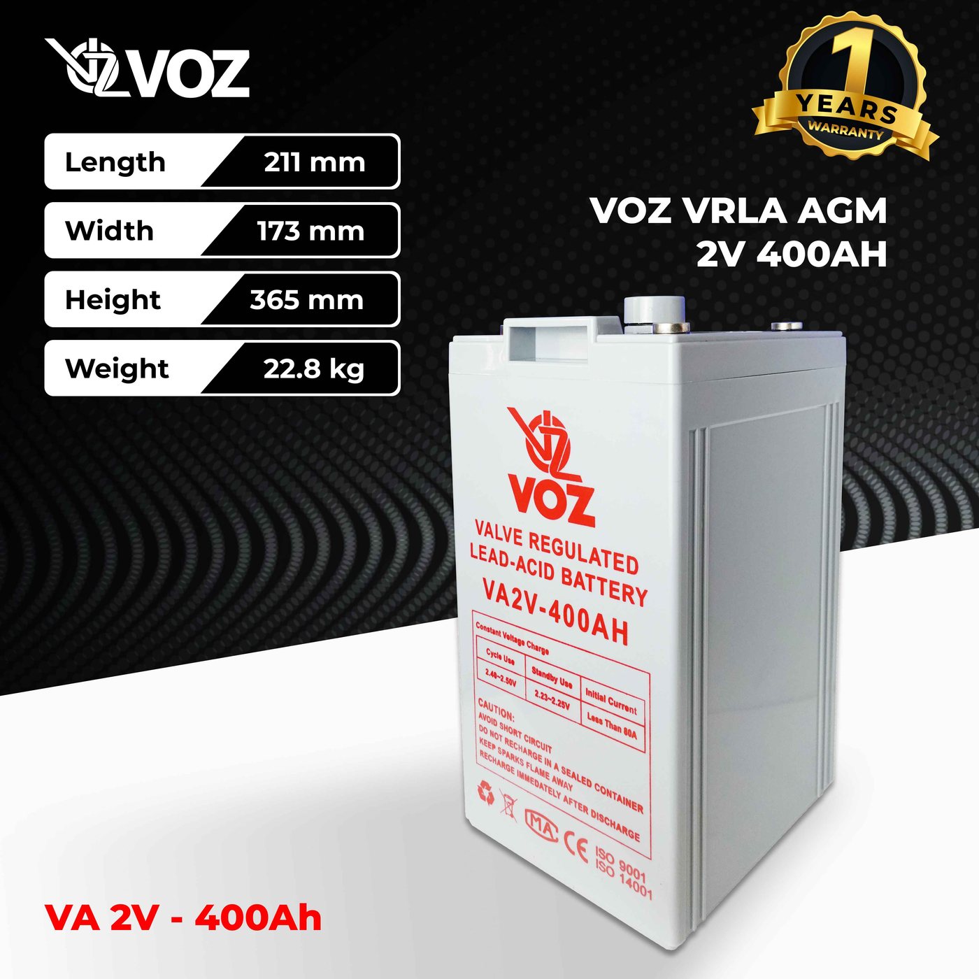 Voz Baterai VRLA 2V 400 Ah| Baterai UPS | Baterai Solar Cell 2